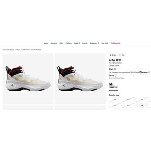 Youth Nike Air Jordan AJ 37 Basketball Sneakers Red US 6.5Y MSRP $140